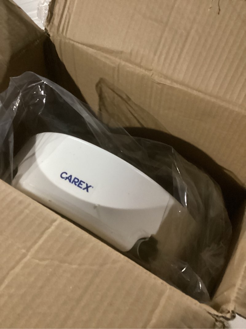 Condition photo showing New/Like New for carex 3.5 inch raised toilet seat with arms, elongated toilet seat riser, up to 250 lbs capacity, elevating & raising seat for elderly & handicap, universal, slip-resistant with padded handles, white