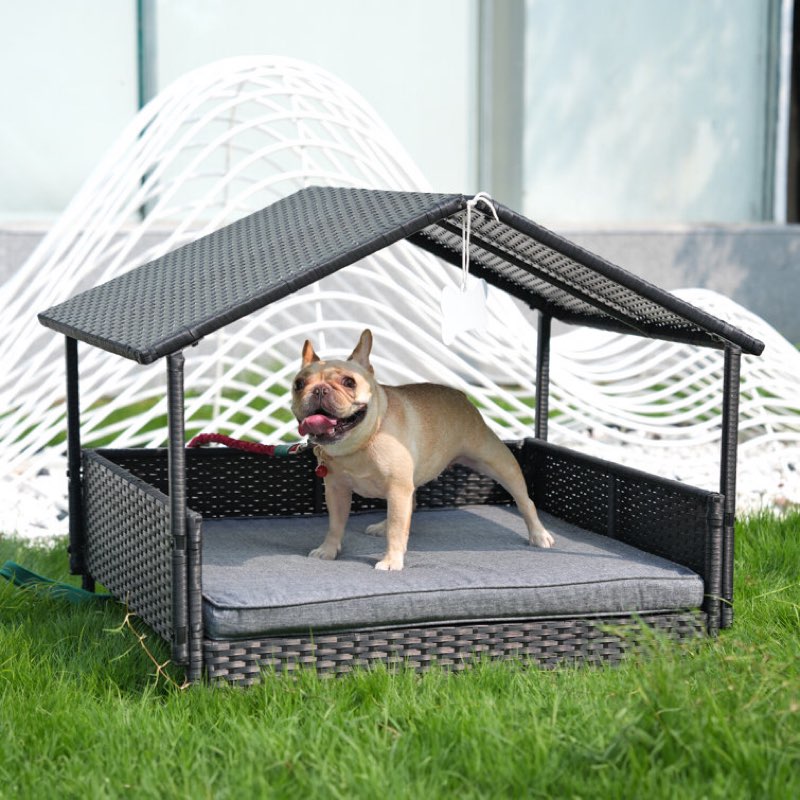 Tucker murphy rattan raised rattan dog sofa with cushion