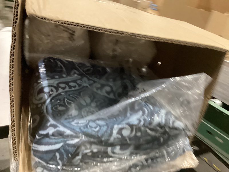 Condition photo showing Good Condition for unimatta outdoor separate high back chair cushion seat pads, 2-pack 44 x 21 inch water-repellent & fade-resistant patio furniture cushions with ties for adirondack, rocking chairs, damask blue flower damask blue flower 44"x21"(back & seat separated)