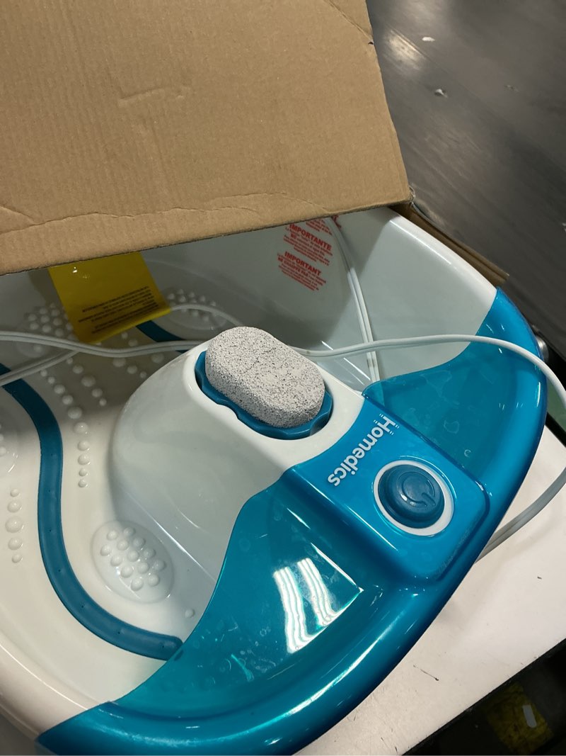 Condition photo showing As Is for Homedics Bubble Mate Foot Spa, Toe Touch Controlled Foot Bath with Invigorating Bubbles and Splash Proof, Raised Massage Nodes and Removable Pumice Stone
