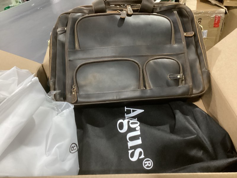 Condition photo showing Good Condition for augus business travel briefcase genuine leather duffel bags for men laptop bag fits 15.6 inches laptop coffee-2
