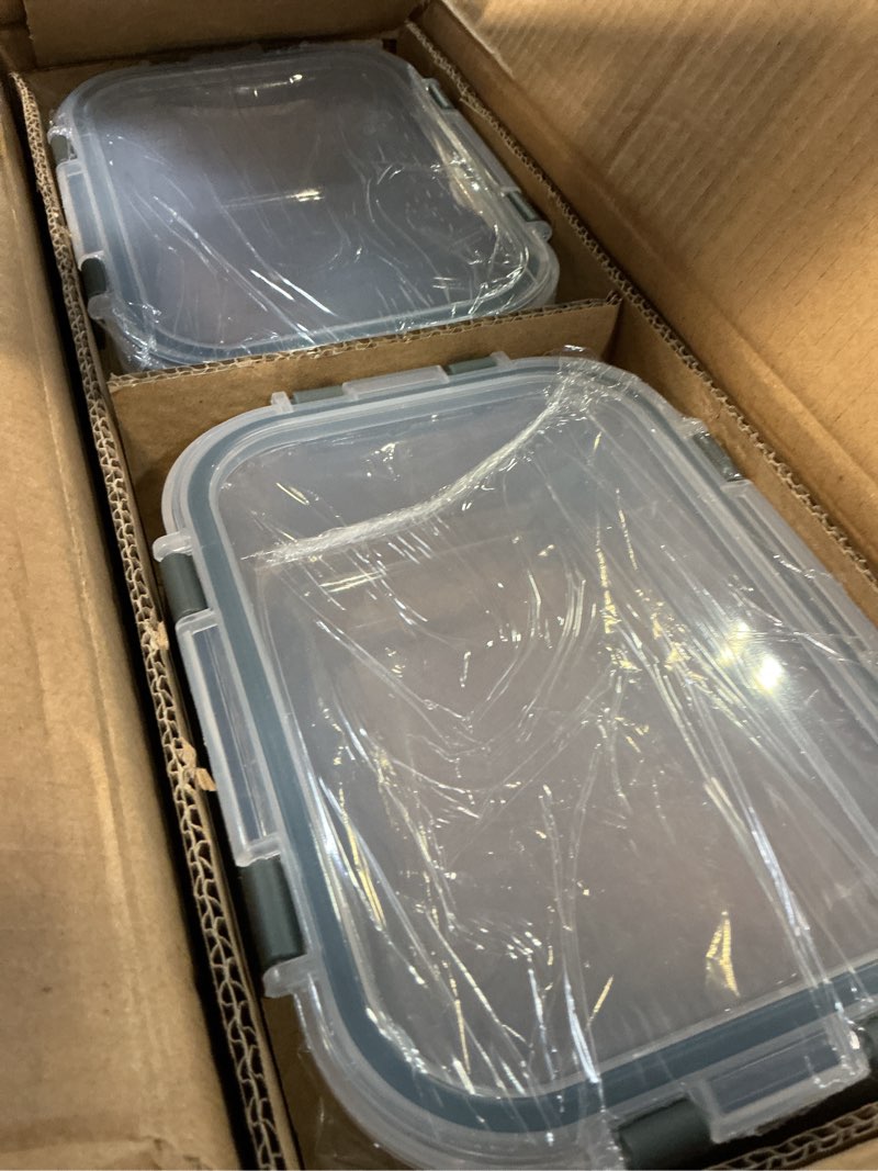 Condition photo showing New/Like New for [8-pack,30 oz]glass meal prep containers,glass food storage containers,airtight lunch containers with lids, microwave, oven, freezer and dishwasher gray