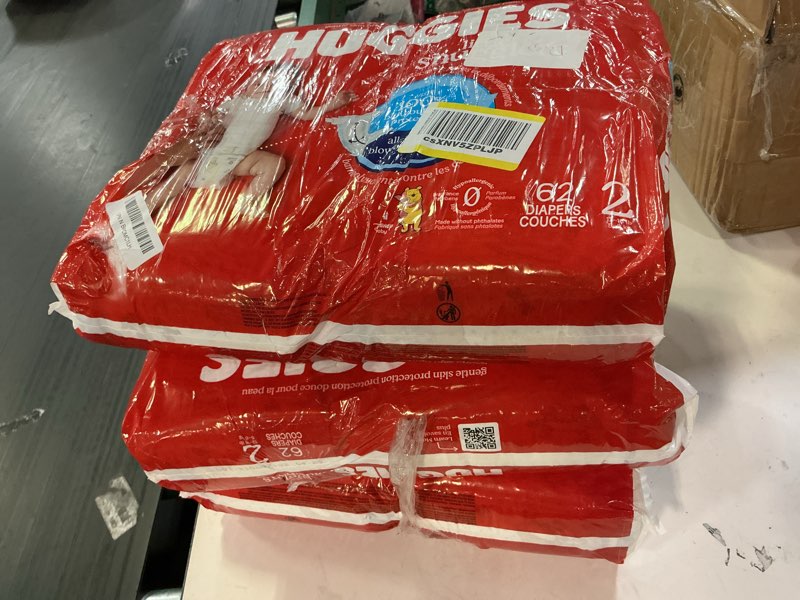 Condition photo showing Good Condition for huggies size 2 diapers, little snugglers baby diapers, size 2 (12-18 lbs), 186 count (3 packs of 62), packaging may vary