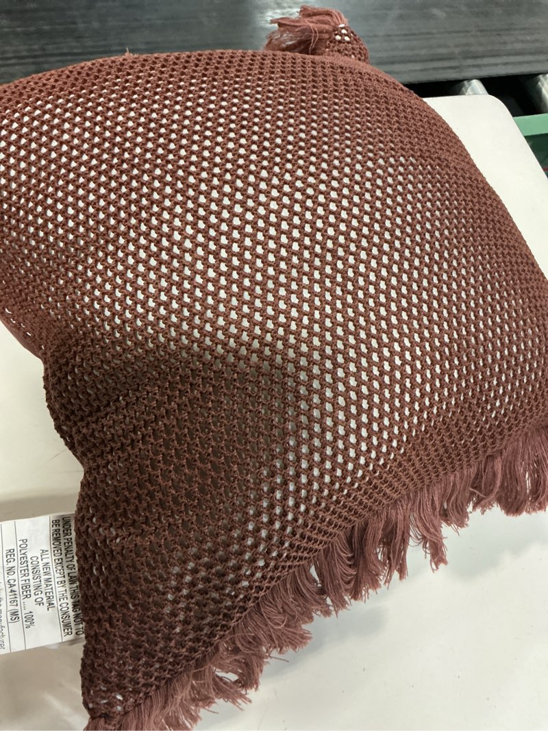Condition photo showing Good Condition for 20"x20" faux natural knit fringed pillow brown - threshold™