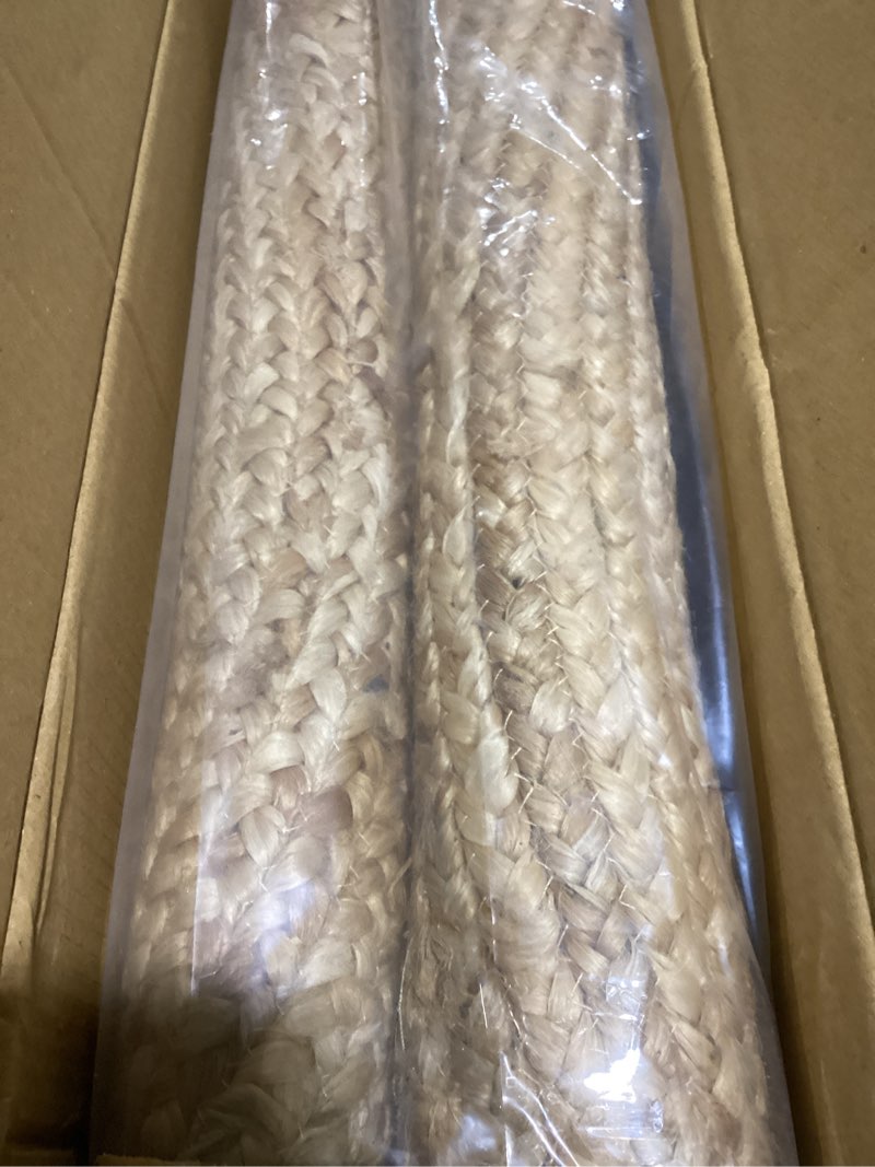 Condition photo showing New/Like New for Jute Rug 8ft Round Area Rug Hand Woven Jute Beige Braided Boho Rug for Living Room Outdoor Bedroom Kitchen Entryway Farmhouse Hallway, Rustic Vintage Natural Reversible Floor Rugs: Natural Natural 8' (Round)