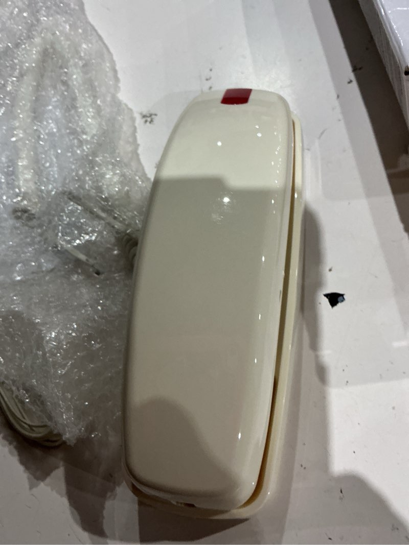 Condition photo showing Good Condition for retro corded landline phone, vintage wall mount & desk telephone - no power required, emergency use, big button for seniors/elderly with loud ringer & flashing light, clear sound (beige)