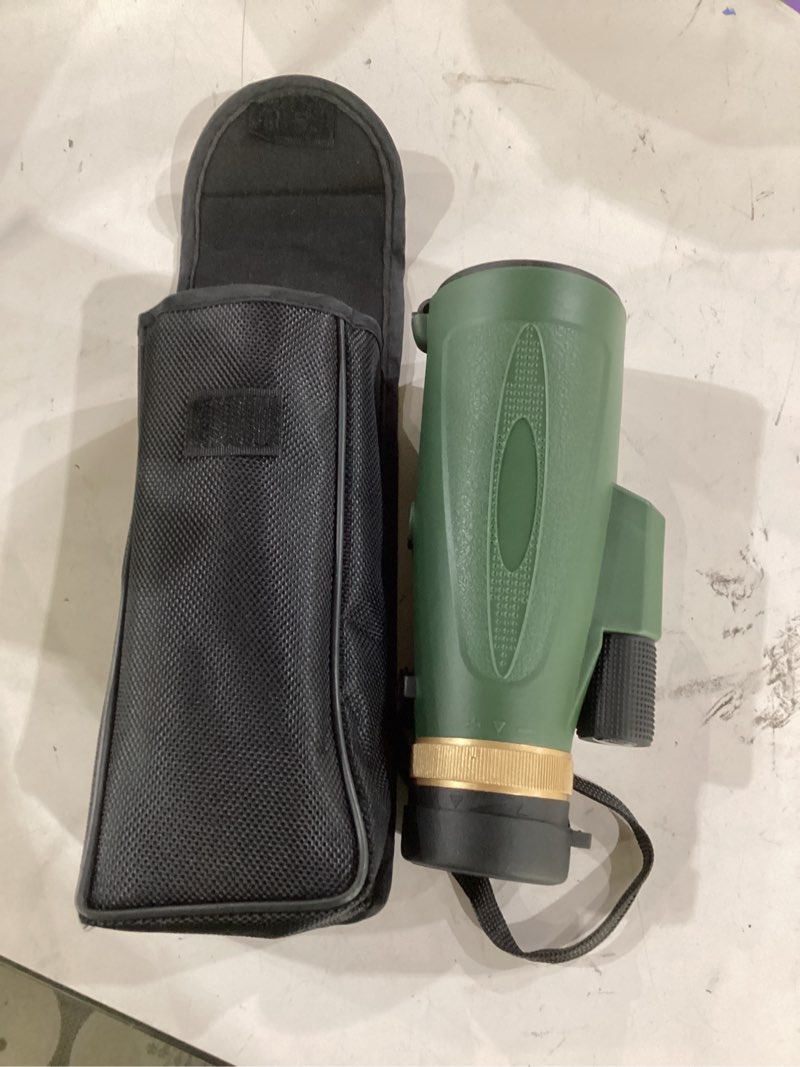 Condition photo showing As Is for only the telescope**** monocular telescope 80x100 high power with smartphone adapter tripod, wide field monoculars for adults with bak4 prism & fmc lens, for bird watching hiking camping wildlife-green
