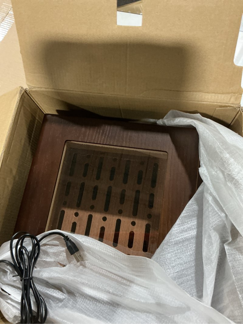 Condition photo showing Good Condition for xifei cigar humidor cabinet, glass top & adjustable led lighting, digital hygrometer, 2 humidifiers, cigar tube, desktop cedar wood humidor with accessory drawer for 80-100 cigars, ideal men's gift dark brown