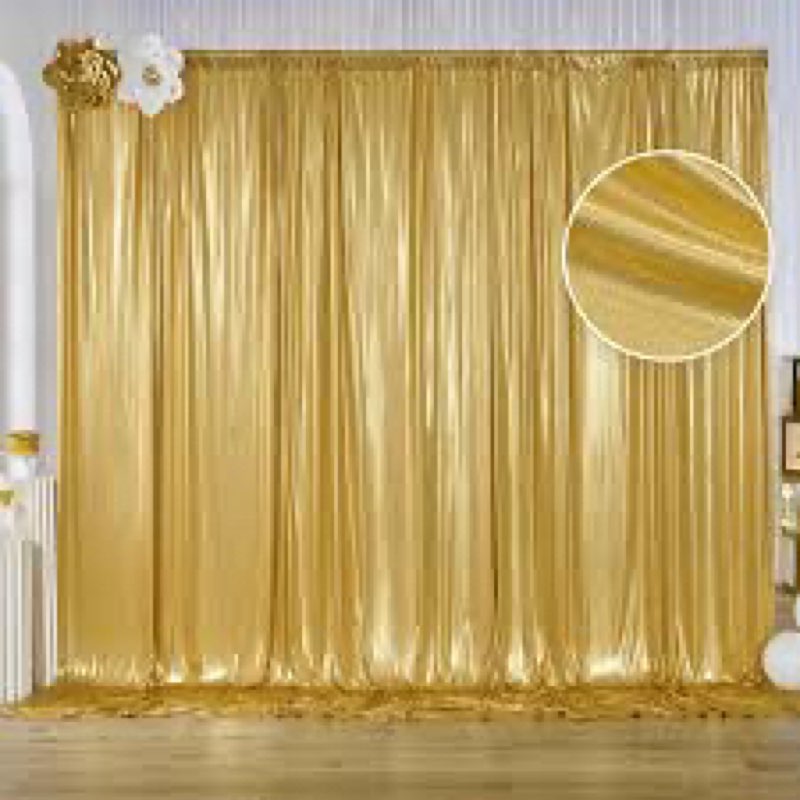 10x10 ft gold sequin backdrop curtain panels for parties, wrinkle free glitter photo backdrop drapes