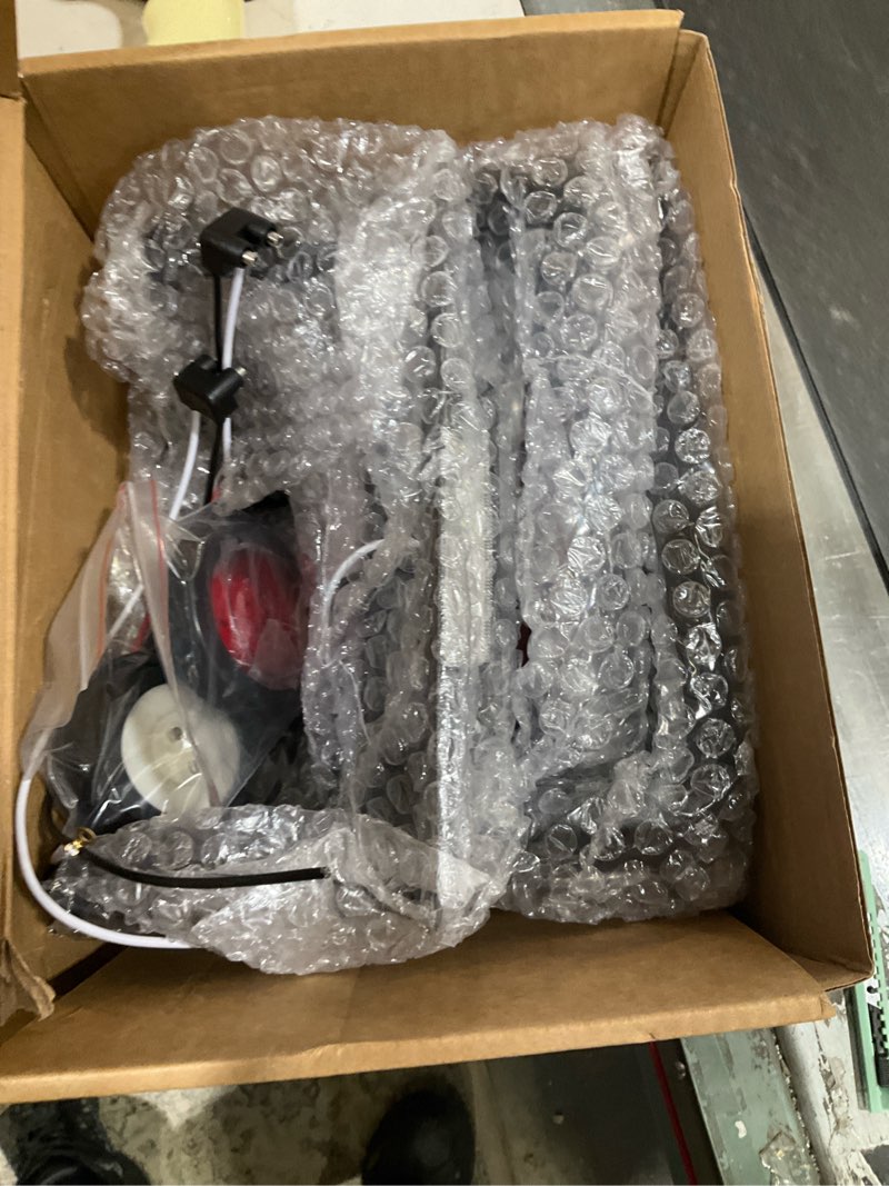 Condition photo showing As Is for steel trailer light box housing kit, heavy duty weld-on tail light boxes with 6'' oval 24-led stop turn tail lights boat trailer lights kit, 2'' round side marker lights, license plate light trailer light box with license light