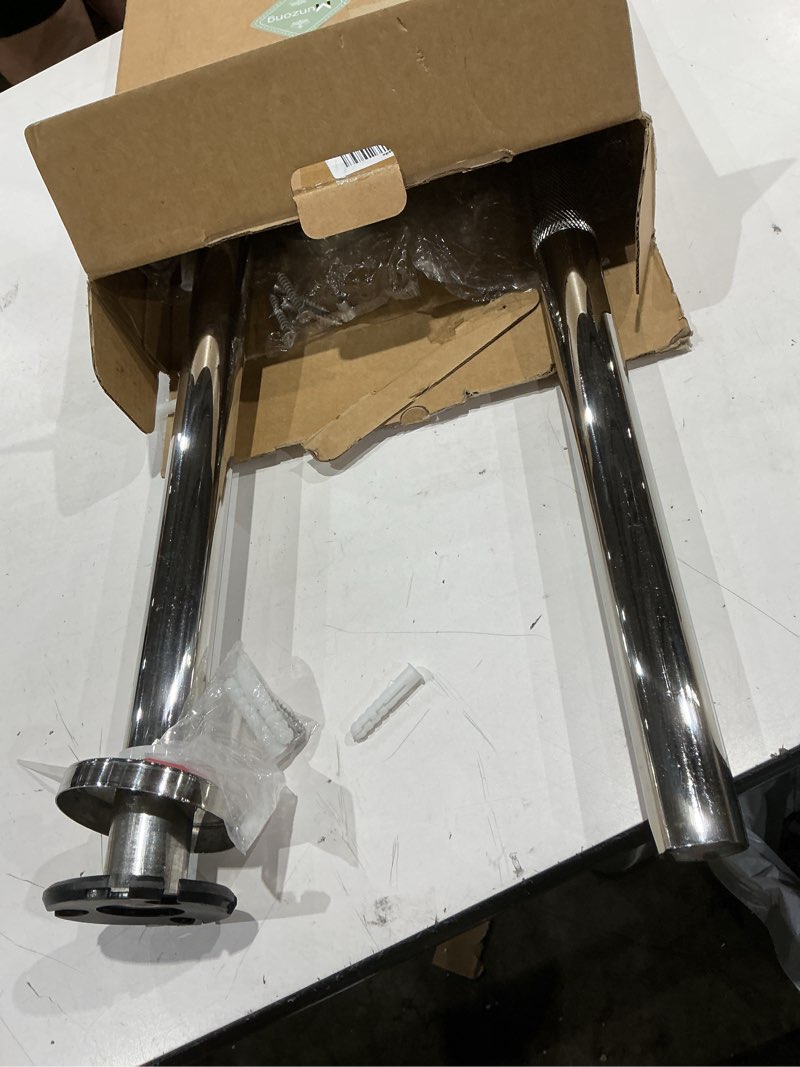 Condition photo showing Good Condition for toilet support rail 32 inch, munzong anti-slip chrome handicap grab bar for bathroom, stainless steel knurled safety handrails with leg for elderly disabled pregnant-1.25’tube 32 inch chrome 1