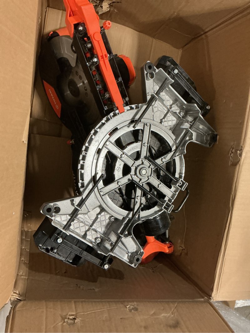 Condition photo showing As Is for 10-inch sliding miter saw, single bevel compound saw with laser guide, led light, dual speed(4500/3200rpm), 15-amp, with 40t and 120t tct blades (arbor 5/8")