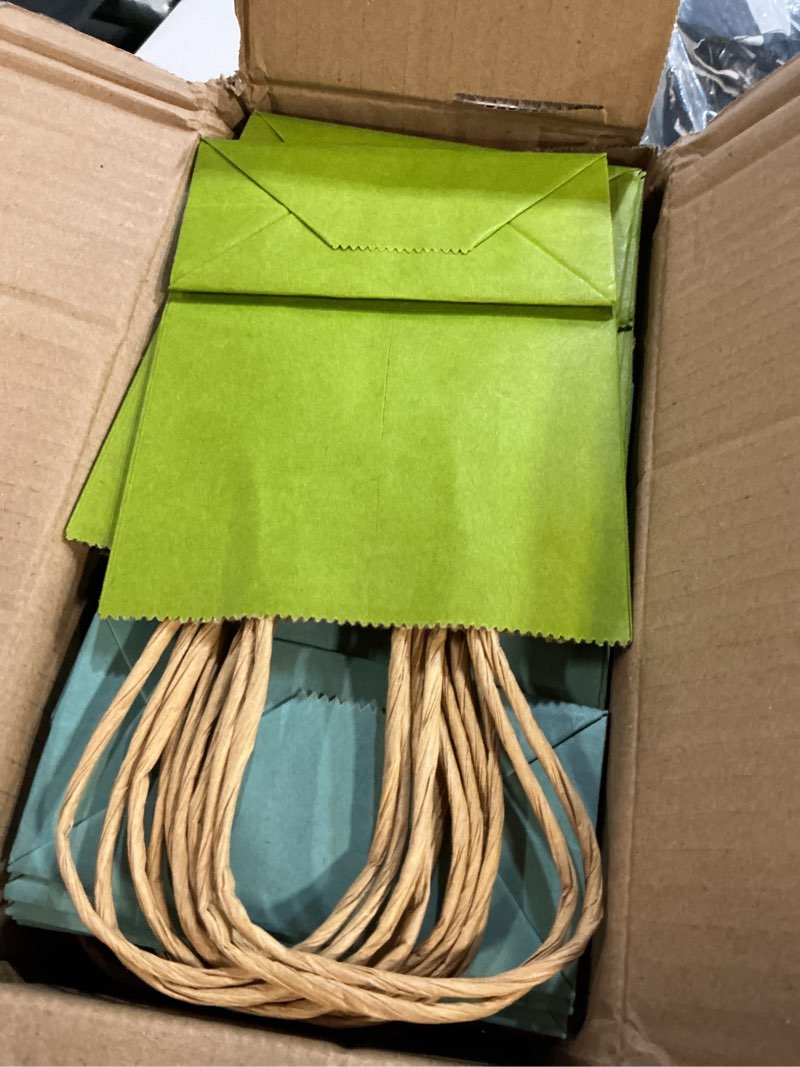 Condition photo showing Good Condition for qiqee 100pcs mini size paper gift bags with handles - 4.5"×2.5"×6" kraft small party bags - 16 solid colors