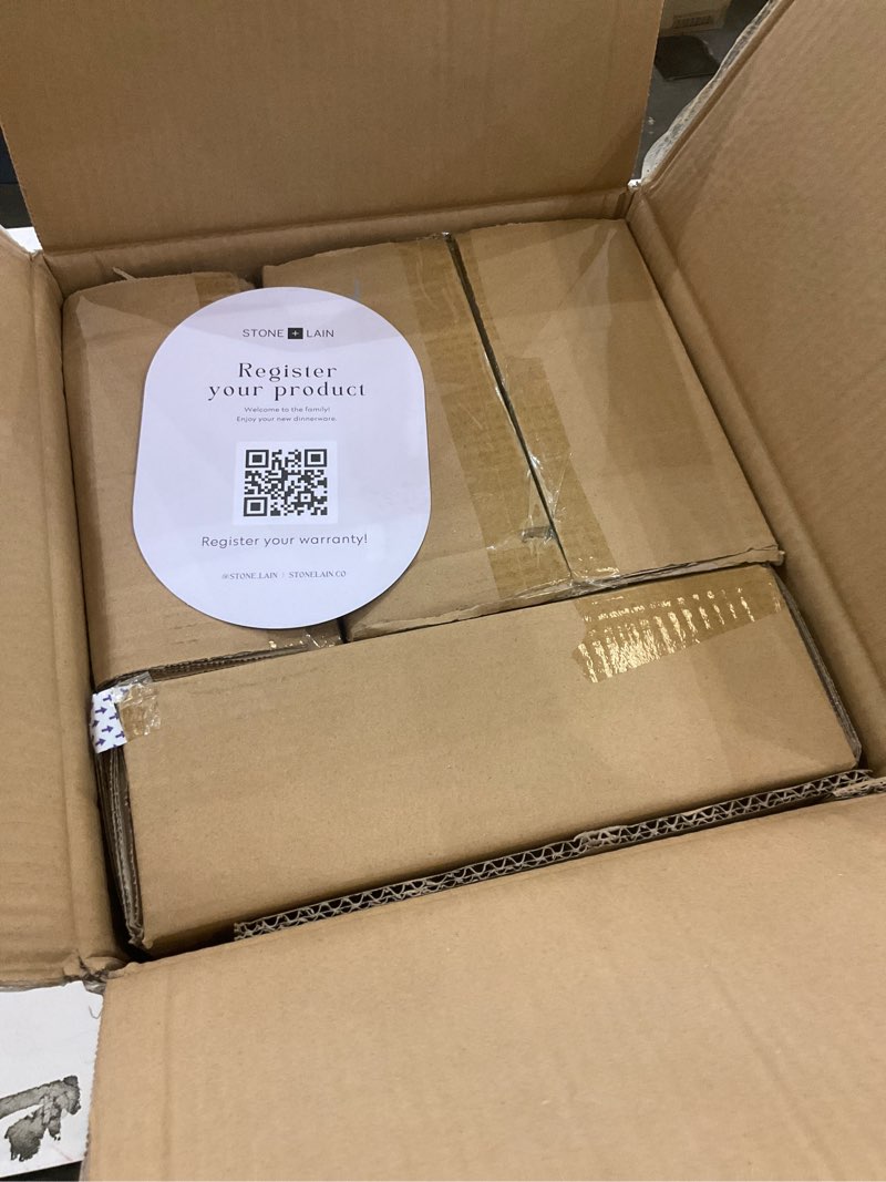 Condition photo showing New/Like New for Stone Lain Celina Stoneware 16 Piece Dinnerware Set, Plates and Bowls, Black Matte Dish, Service for 4 – Minimalist Round Style, Microwave & Dishwasher Safe Dinnerware Set Service For 4 Matte Black