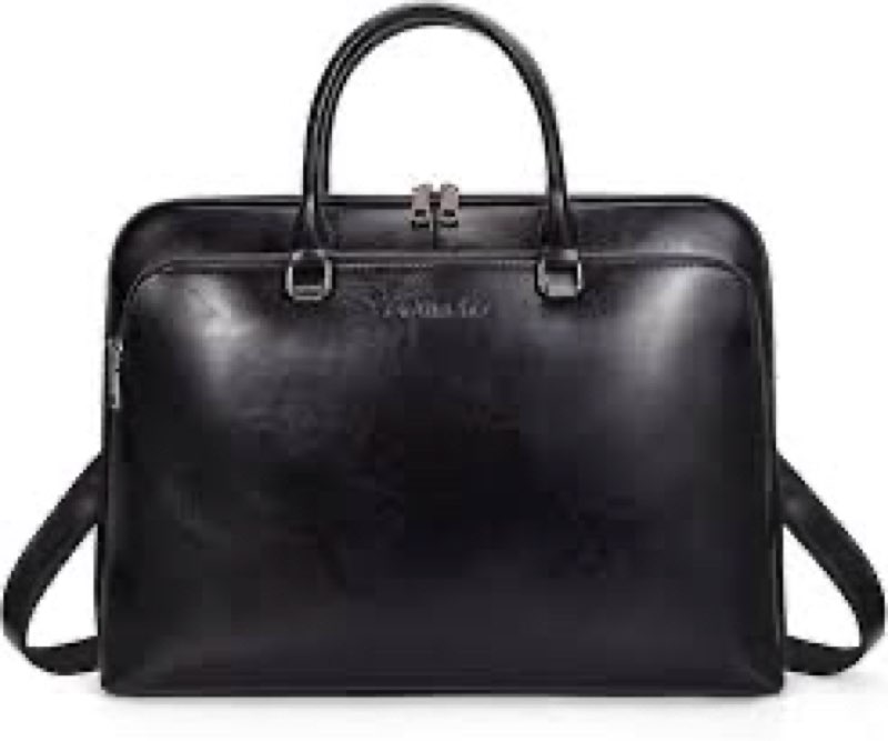 Blofinche Laptop Messenger shoulder bag: Genuine Leather 13.3 inch, Black