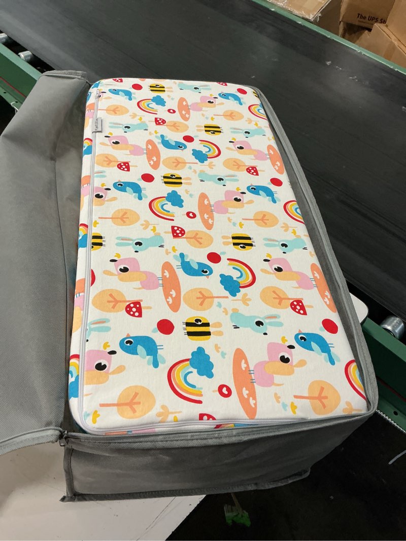 Condition photo showing Good Condition for trifold pack and play mattress 38x26, dual sided foldable pack n play mattress pad for baby and toddler, playard playpen mat, waterproof washable portable travel crib mattress topper with carry bag