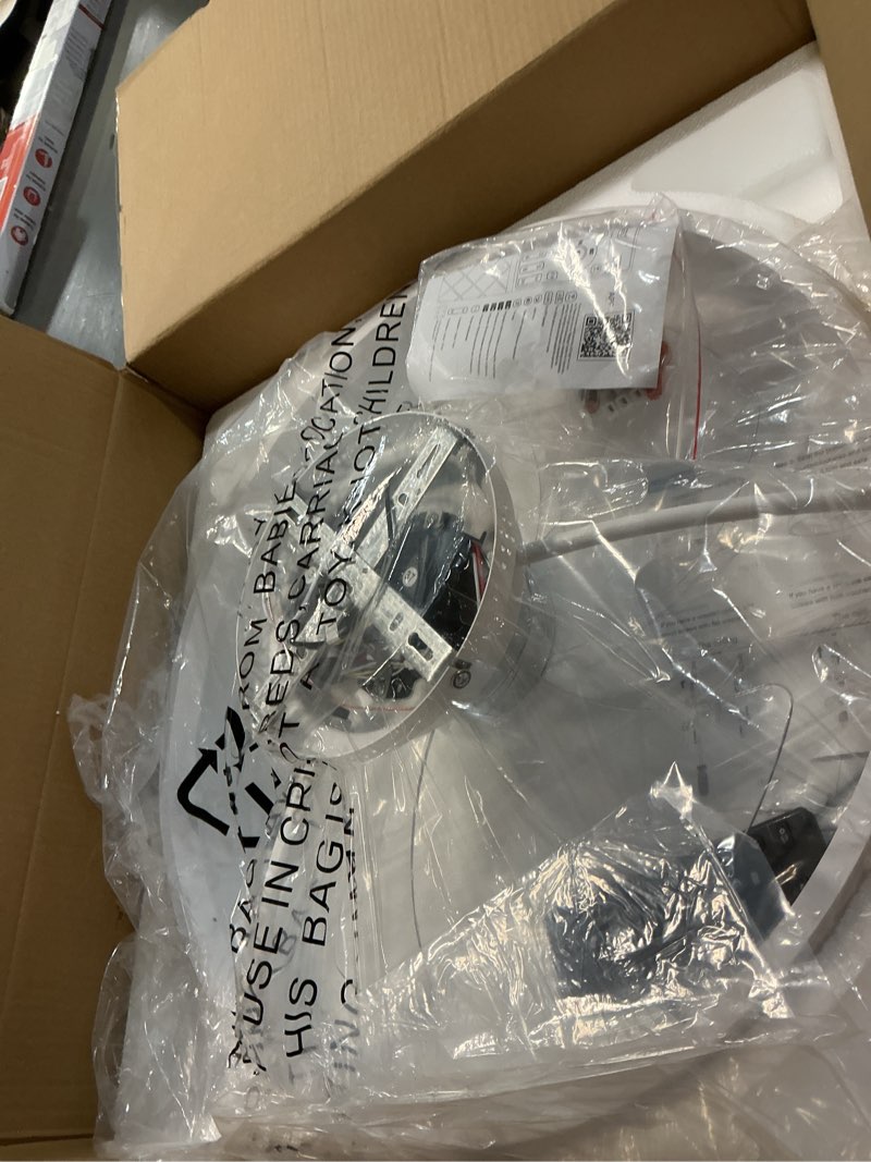 Condition photo showing New/Like New for VOLISUN Low Profile Ceiling Fans with Lights and Remote, 19.7in Fandelier Ceiling Fan Flush Mount, 3000K-6500K Smart Bladeless LED Fan Light, White Modern Ceiling Fans with Lights for Bedroom White 19.7 INCH