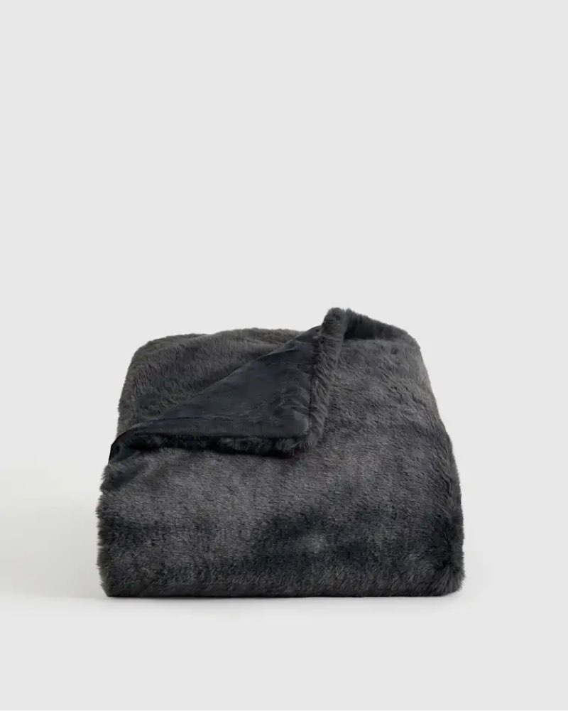 slate luxury faux fur throw 50x60 grey 