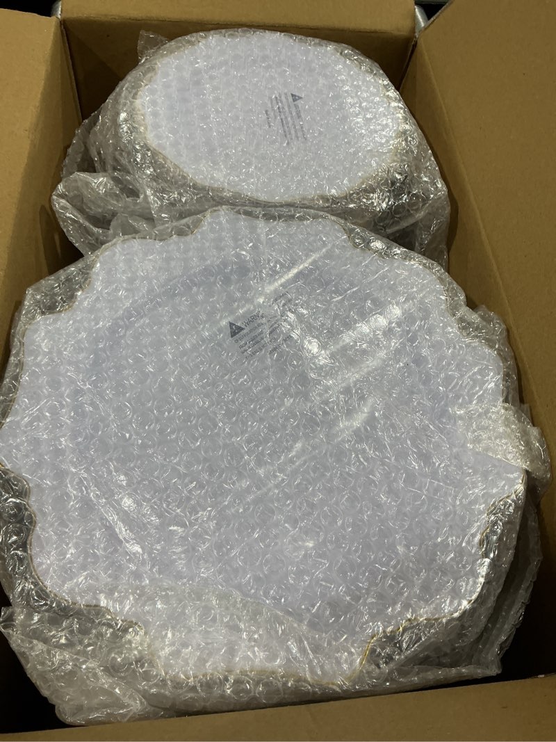 Condition photo showing Good Condition for wdf 200pcs white and gold plastic plates - gold plastic plates - include 100 dinner & 100 dessert disposable party plate - fancy disposable plate for wedding/baby shower/spring white and gold 200