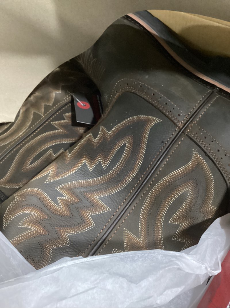 Condition photo showing Good Condition for Wolverine Men's Rancher 10" Square Toe Steel Toe Work Boot, Dark Brown/Rust, 11.5 W US