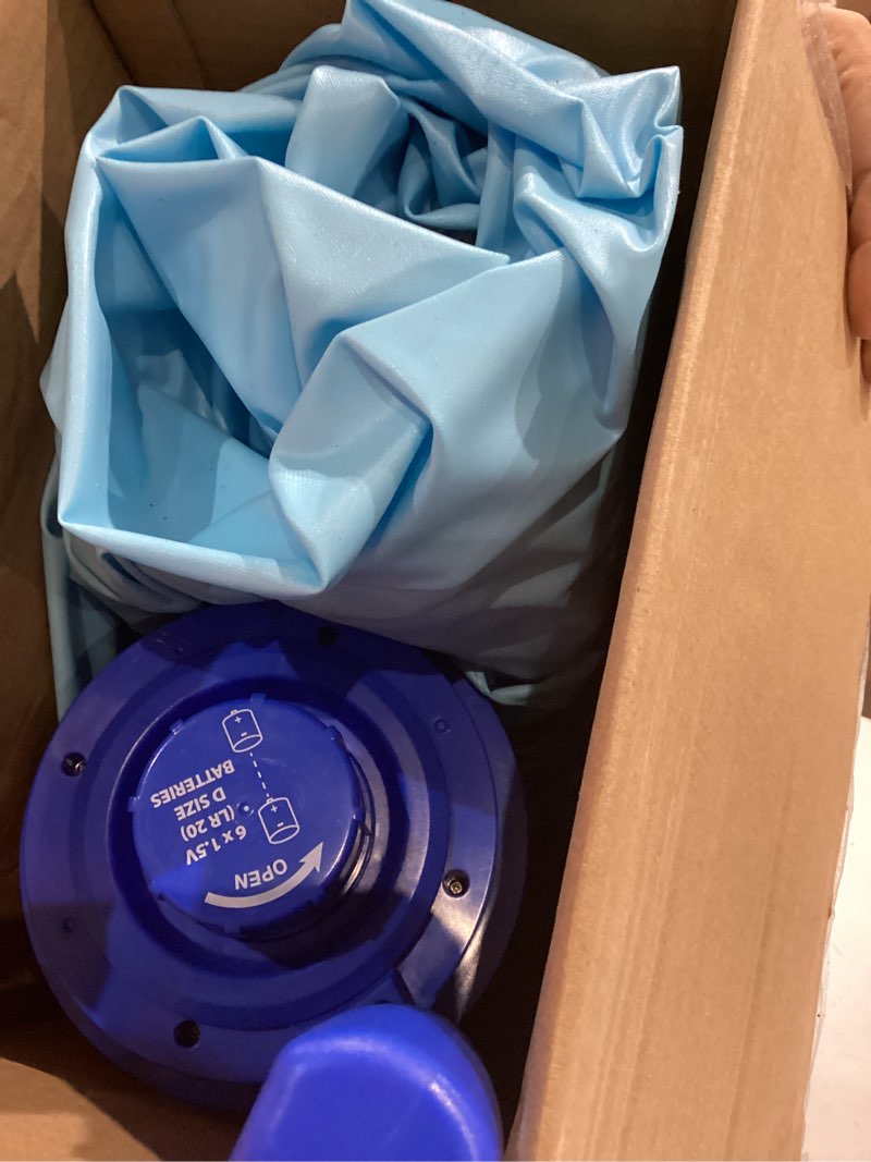 Condition photo showing As Is for comfy floats motorized pool float with 12v propeller and cup holder | 12v motor with 360 degree steering and a built-in cup holder. oversized tube sized for adults on pools and calm lakes.