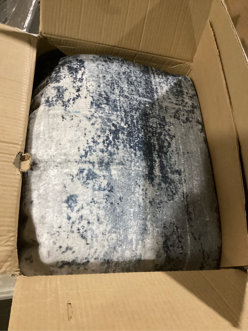 Condition photo showing Good Condition for witshock 10x12 area rugs for living room: machine washable - non slip modern abstract rug for bedroom under dining - stain resistant for household - pet owners (blue) 10' x 12' (rectangular) blue/white