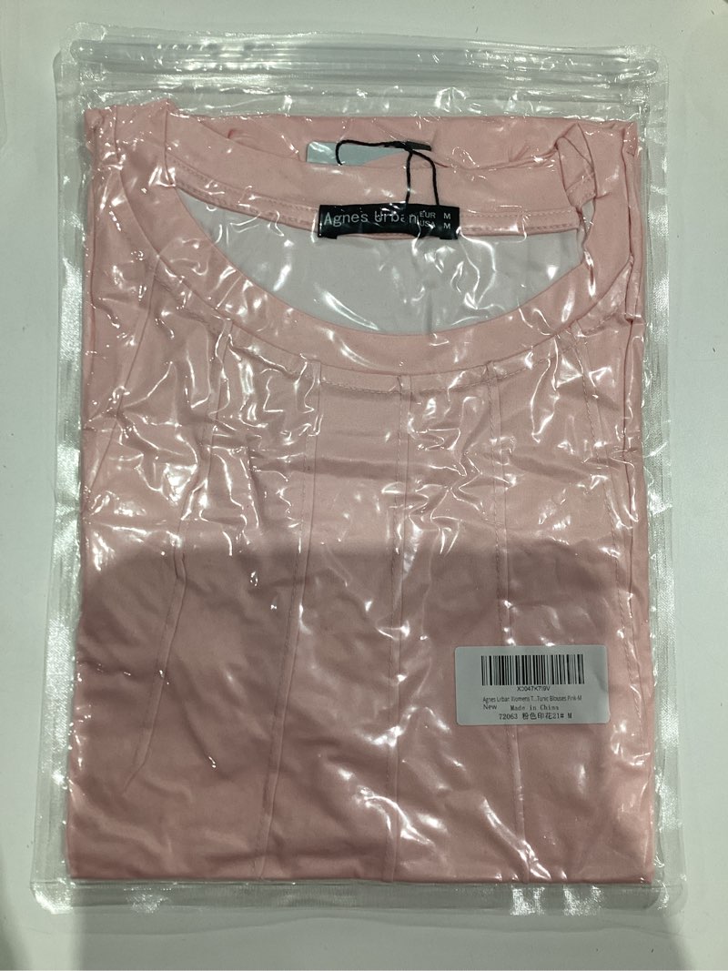 Condition photo showing New/Like New for Agnes Urban Womens Tops Dressy Casual Short Sleeve Shirts Summer Loose T Shirts Trendy Tops Pleated Tunic Blouses Large Pink
