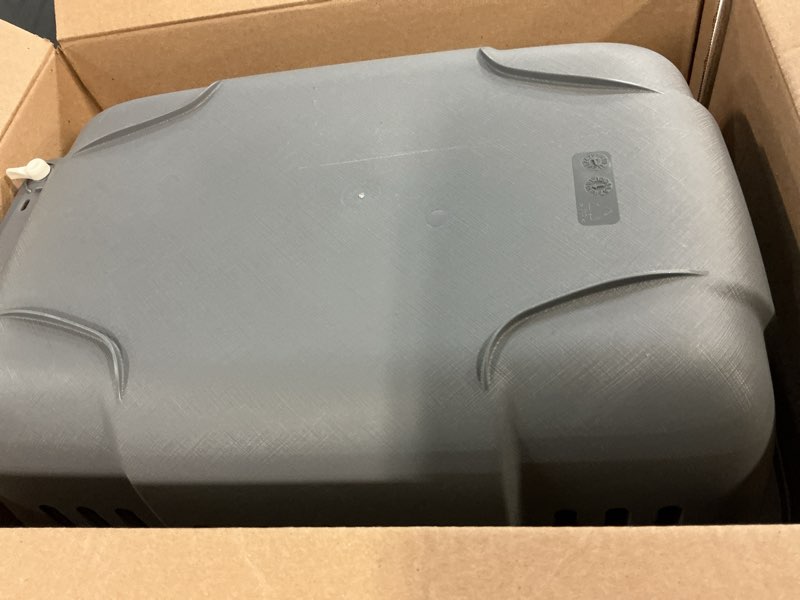 Condition photo showing As Is for ferplast jet pet carrier: value dog carrier suitable for toy dog breeds & small cats, assembled dimensions are 18.51l x 12.6w x 11.42h inches, gray gray 18.5"l x 12.6"w x 11.4"h