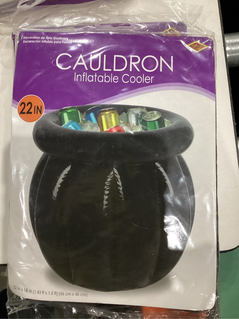 Condition photo showing New/Like New for Beistle Inflatable Cooler - Drink Containers for Parties, Beverage Cooler, Spooky Decor: Halloween Cauldron Cooler Halloween