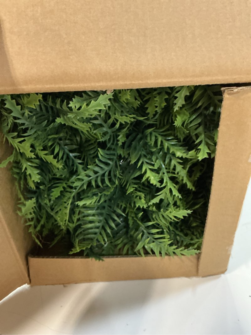 Condition photo showing Good Condition for qianyun artificial hanging boston ferns – 2 pack large faux fern bushes, uv resistant outdoor hanging plants for front porch, patio, and indoor décor green