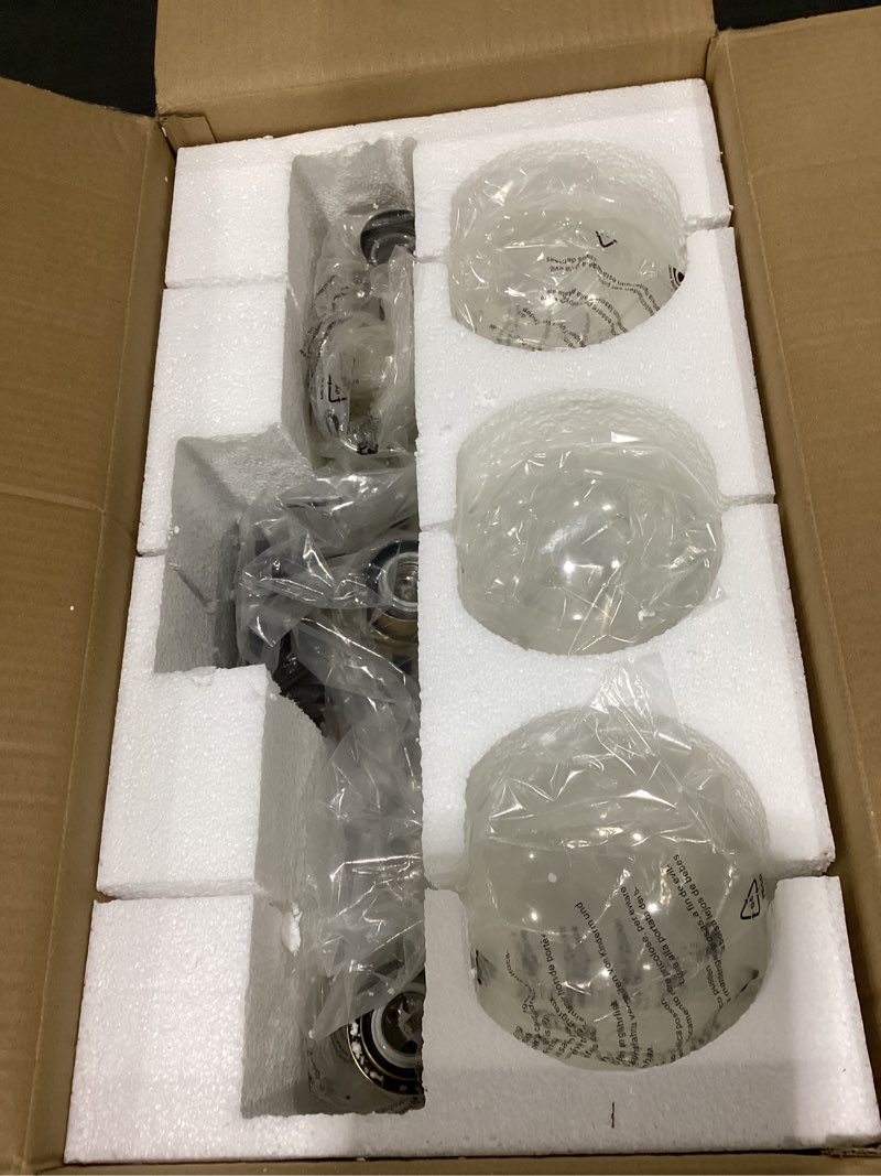 Condition photo showing New/Like New for 3-Light Bathroom Vanity Lights, Bathroom Lighting Fixtures Over Mirror, Matte Black & Antique Brass Finish with Clear Glass Shade, KW-7221-3