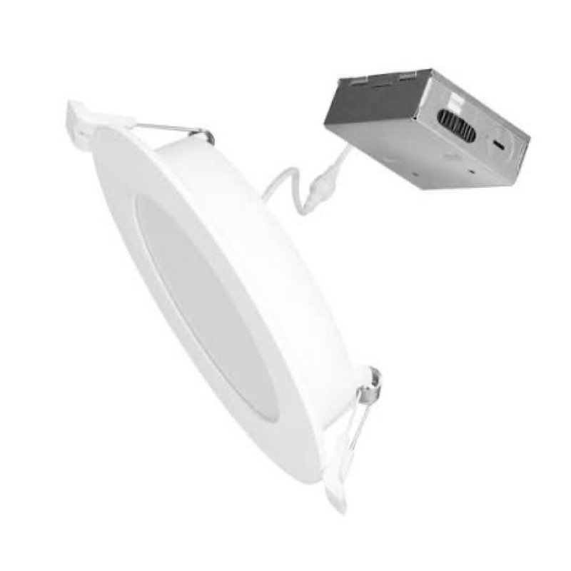 utilitech white 4-in 450-lumen switchable white round dimmable led canless wet rated recessed downlight