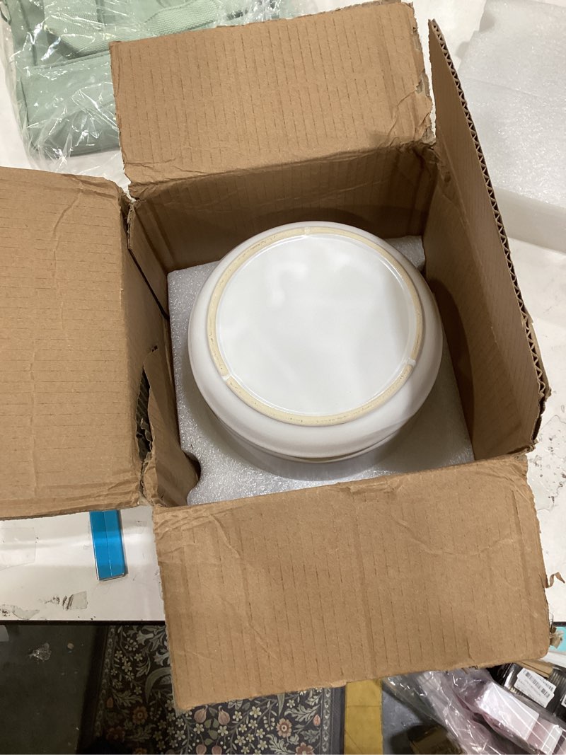 Condition photo showing Good Condition for LE TAUCI Ceramic Plant Pots, 4.3+5.3+6.8 inch, Set of 3, Planters with Drainage Hole and Saucer, Indoor Flower Pot with Hole Mesh Pad, Gifts for Mom, White