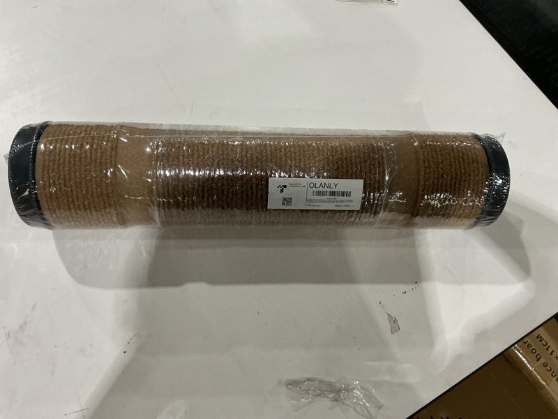 Condition photo showing New/Like New for OLANLY Front Door Mat Indoor Outdoor Entrance, Waterproof All-Season, All-Weather Doormat, Sturdy Natural Rubber, Fade Resistant, Low Profile, Easy Clean Patio Porch Entryway Mat, 59x20, Light Brown Light Brown Classic Border Rectangular 59" x 20"