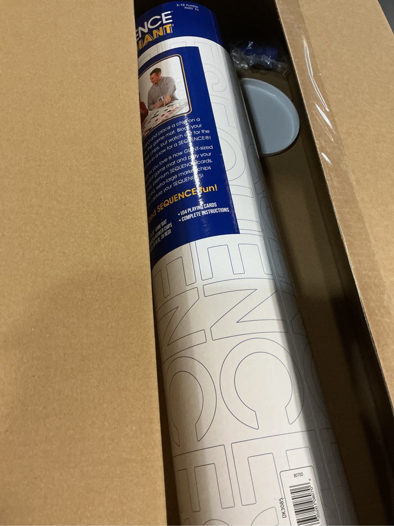 Condition photo showing New/Like New for Jax Giant (aka Jumbo) SEQUENCE Game - Tube Edition with Cushioned Mat (27" x 32") Cards and Chips, Package Colors May Vary. Giant (aka Jumbo) tube Giant (aka Jumbo)