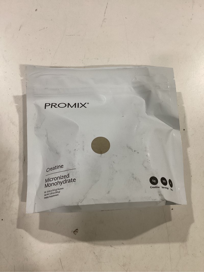 Condition photo showing New/Like New for promix nutrition creatine monohydrate travel packs, 5g of micronized clean creatine for men and women, supports muscle growth & recovery, vegan - 30 servings 0.18 ounce (pack of 30)