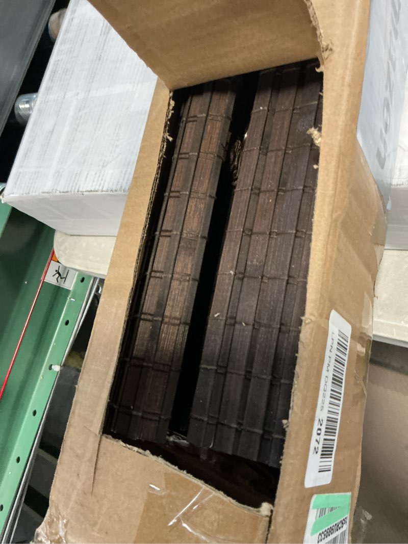 Condition photo showing As Is for Radiance Cordless Bamboo Roman Shades for Windows - Flatstick Bamboo Blinds for Reduce Bright Light - Easy to Lift & Fold Up Window Shades - Espresso - 35 in. W x 64 in. L - (2208836E) Espresso 35"W x 64"H