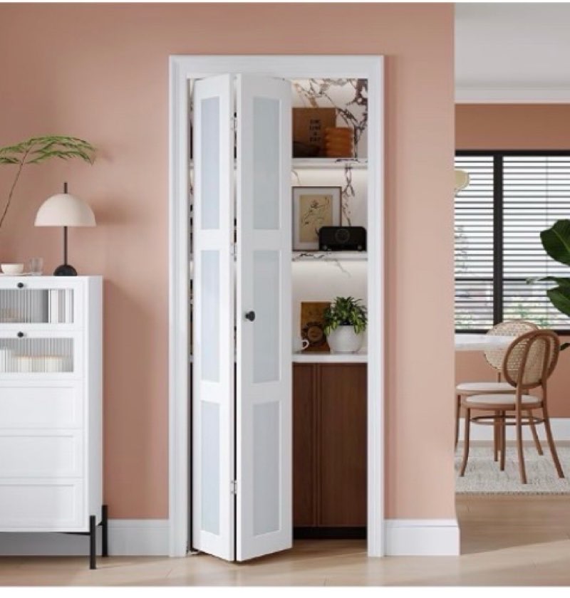 EaseLife Preassembled Bi-Fold Doors, for 30"x 80" Opening,Tempered Frosted Glass Closet Folding Barn