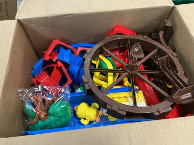 Condition photo showing As Is for 2-tier kids watermill water table toys, 124pcs water park playset with pump, waterwheel, summer outdoor water toys waterways for backyard,lawn,beach,pool,gifts for boys girls toddlers 3-5 4-8