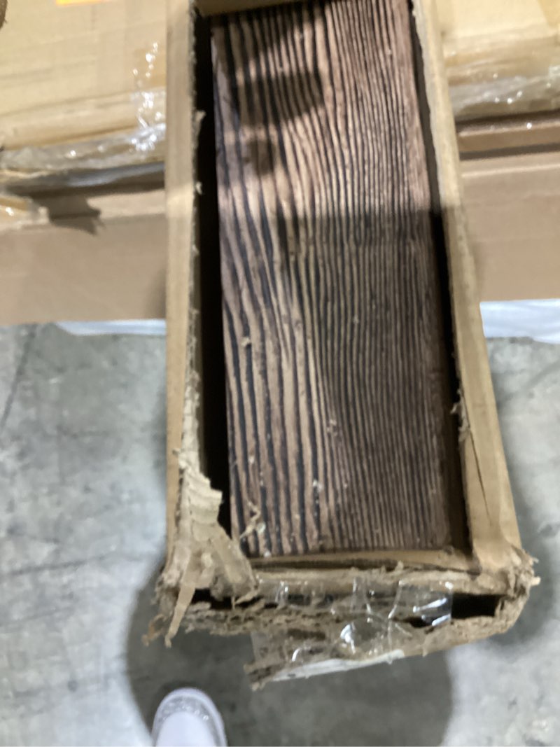 Condition photo showing As Is for ekena millwork 3 1/2"w x 3 1/2"h x 144"l 3-sided (u-beam) mena heritagetimber faux wood ceiling beam, kona brown