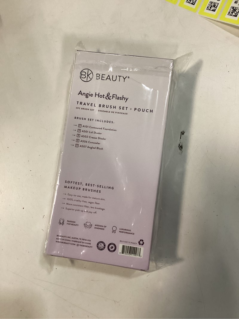 Condition photo showing New/Like New for BK BEAUTY BRUSHES - ANGIE HOT & FLASHY Travel Brush Set with Pouch - Foundation Makeup Brushes - Brush for Liquid or Cream Foundations - Under-Eye Concealer | Bronzer, Blush & Highlighter Makeup Brush