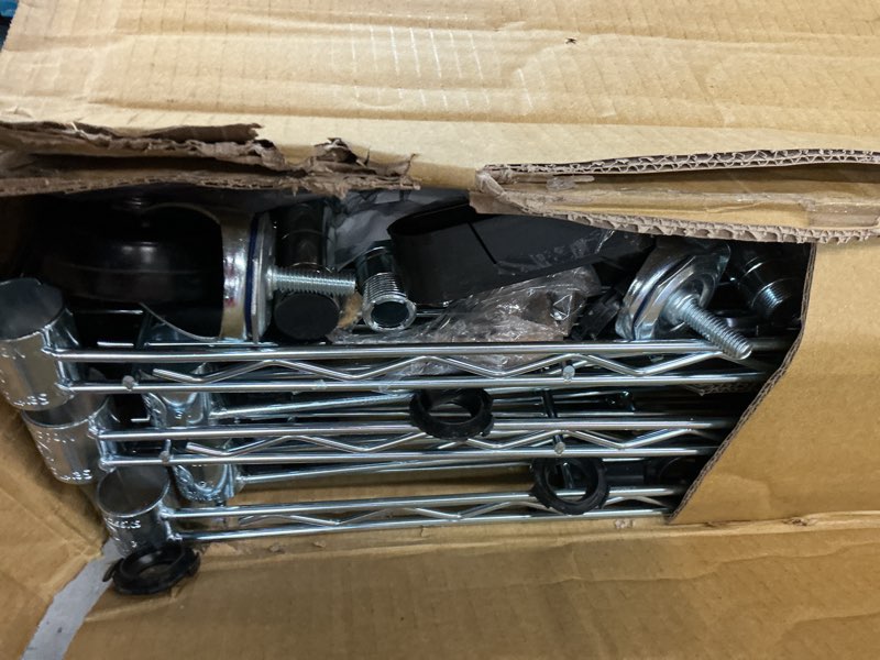 Condition photo showing Good Condition for Seville Classics UltraDurable Heavy Duty NSF Solid Steel Wire Rack Storage Unit Organizer for Garage, Warehouse, Office, Restaurant, Classroom, Kitchen, 5-Tier Shelving, 48" W x 18" D