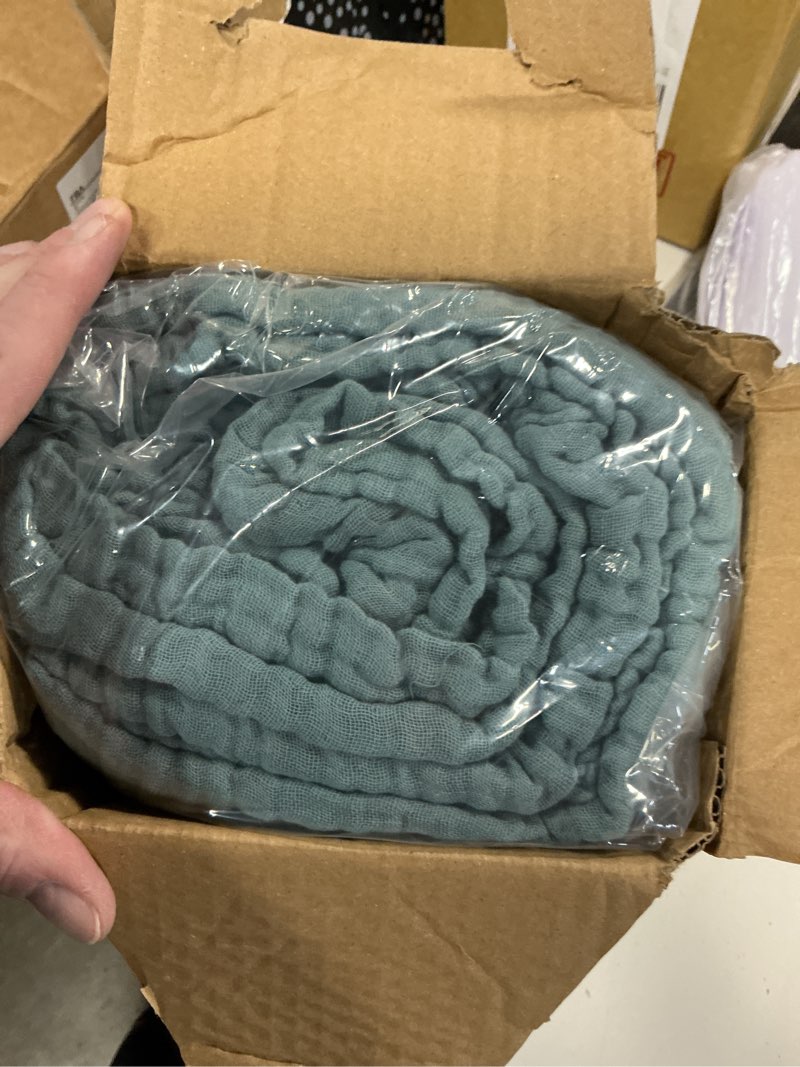 Condition photo showing New/Like New for emme cotton blanket twin xl for bed soft muslin blankets 66"x90" lightweight breathable layering bedspread coverlet all season gauze, teal twin xl 01 - teal