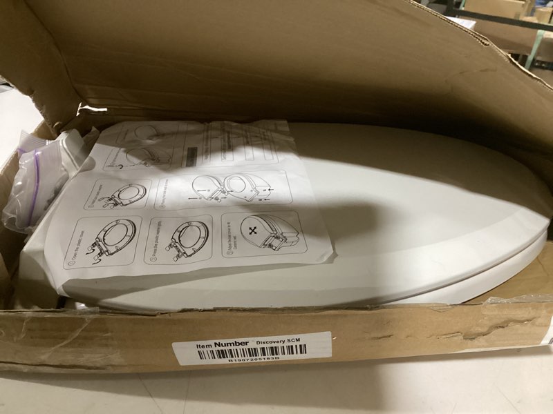 Condition photo showing As Is for Toilet Seat, Elongated Toilet Seat with Toddler Seat Built in, Potty Training Toilet Seat Elongated Fits Both Adult and Child, with Slow Close and Magnets- Elongated White Elongated With Toddler Seat