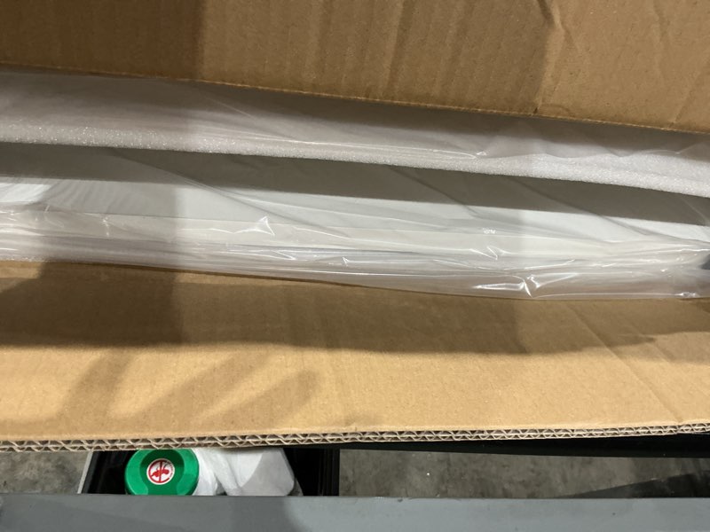 Condition photo showing Good Condition for mobile standing desk, pneumatic adjustable rolling desk(27.5 inches), portable laptop desk with wheels, overbed bedside table laptop table for couch, home, office, white white 28"