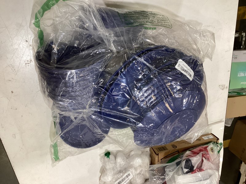 Condition photo showing Good Condition for homienly 40 pcs wheat straw dinnerware sets, dinner plates, cups, pasta bowls, dishes set for 8, microwave safe plates and bowls sets, blue service for 8 (40 pieces) 40pcs blue
