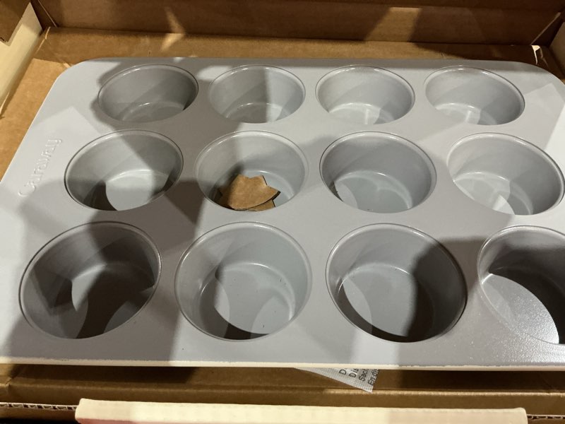 Condition photo showing Good Condition for caraway non-stick ceramic 12-cup muffin pan - naturally slick ceramic coating - non-toxic, ptfe & pfoa free - perfect for cupcakes, muffins, and more - cream