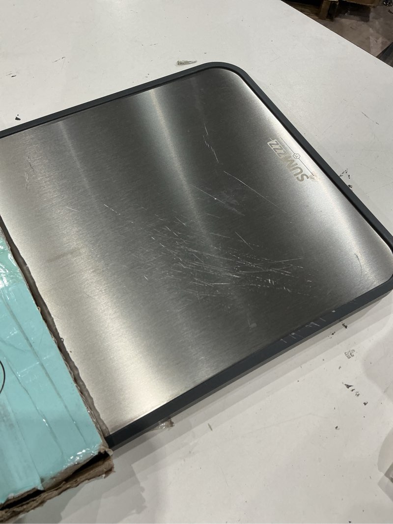 Condition photo showing As Is for titanium cutting board, double sided food grade pure titanium/pp, cutting board for kitchen, easy to clean large size [18”*12.5”+15.5”*10.5”+12”*8.5”] silver set of 3 (18" x 12.5", 15.5" x 10.5", 12" x 8.5")