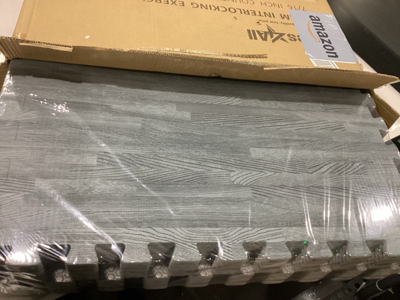 Condition photo showing New/Like New for Yes4All EVA Interlocking Mats, Puzzle Floor Tiles, Foam Floor Padding with Border for Furniture, Home Space, Living Room, Garage J. 48 Square Feet (12 Tiles) - Slate