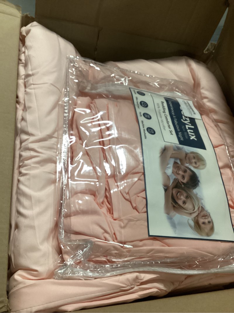 Condition photo showing As Is for CozyLux Queen Comforter Set Blush Pink, 7 Pieces Bed in a Bag Queen Comforter Set with Sheets, Bedding Sets with Down Alternative Comforter, Fitted Sheets, Flat Sheets, Pillow Shams and Pillowcases Blush Pink Queen
